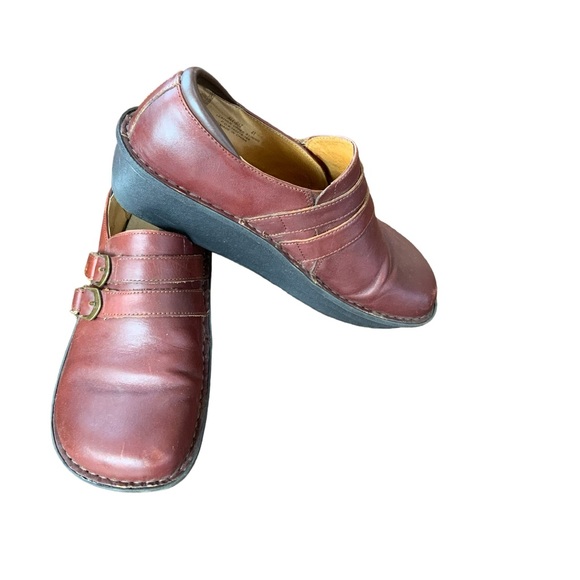 Alegria All-662 Alli Womens 6-6.5/36 Slip On Shoes Brown Leather Nurse Clogs Gre - Picture 3 of 10